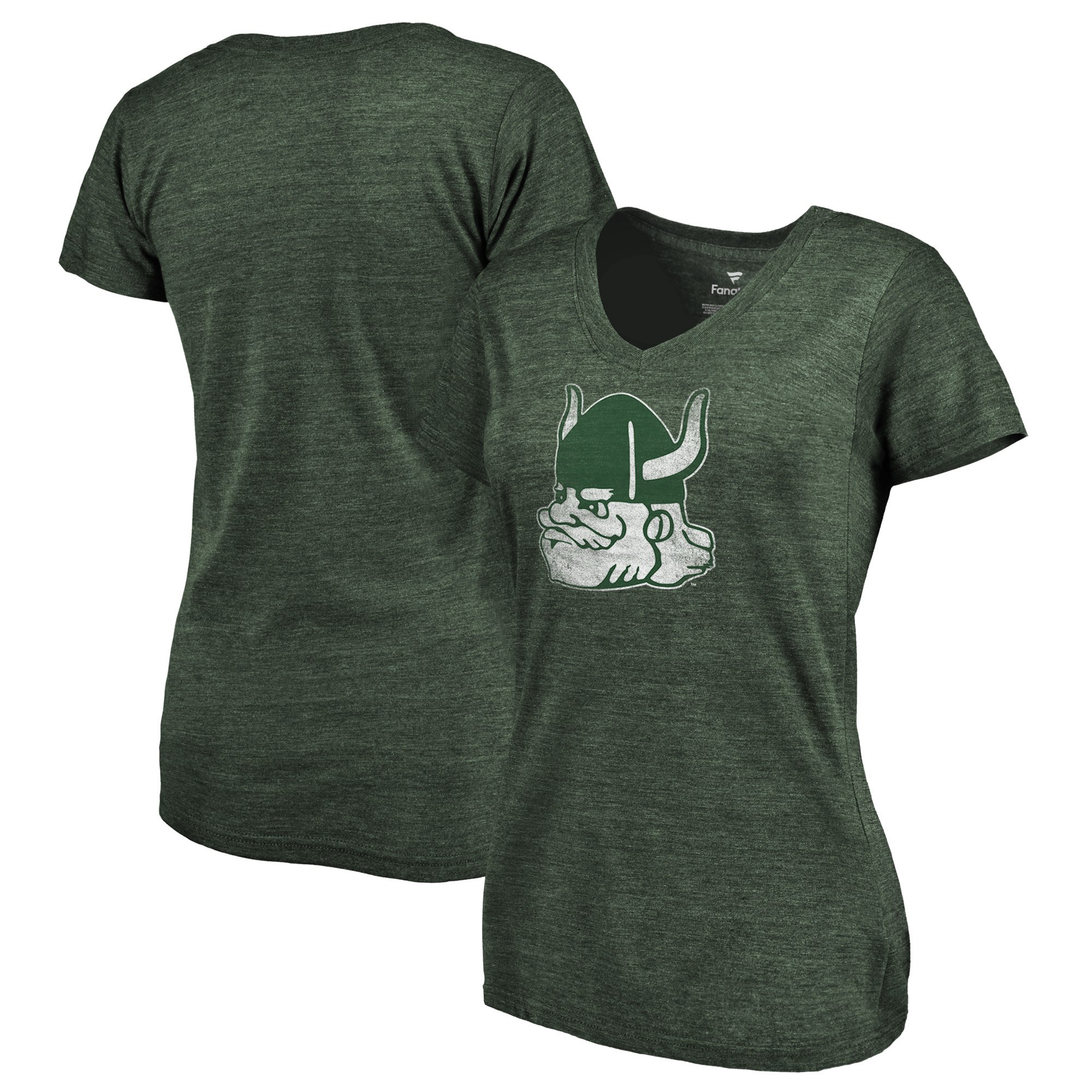 2020 NCAA Fanatics Branded Portland State Vikings Women Green College Vault Primary Logo TriBlend VNeck TShirt->ncaa t-shirts->Sports Accessory